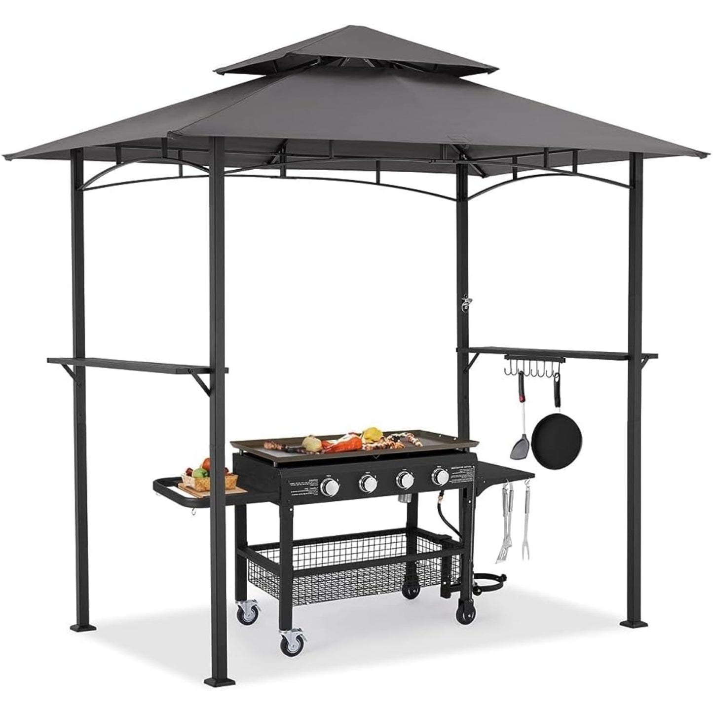 YODOLLA 2.5m Double-Tier BBQ Gazebo Grill Canopy