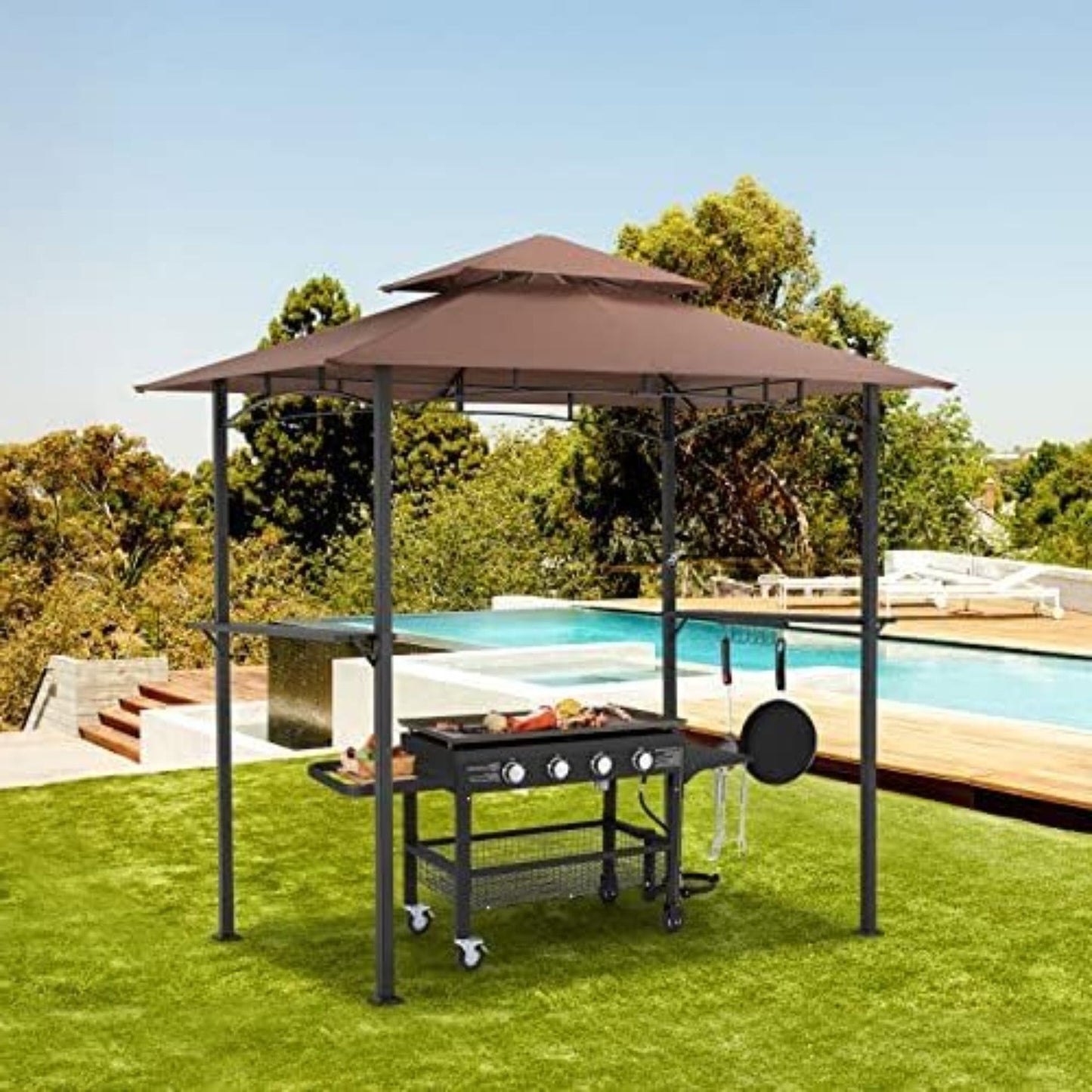 YODOLLA 2.5m Double-Tier BBQ Gazebo Grill Canopy