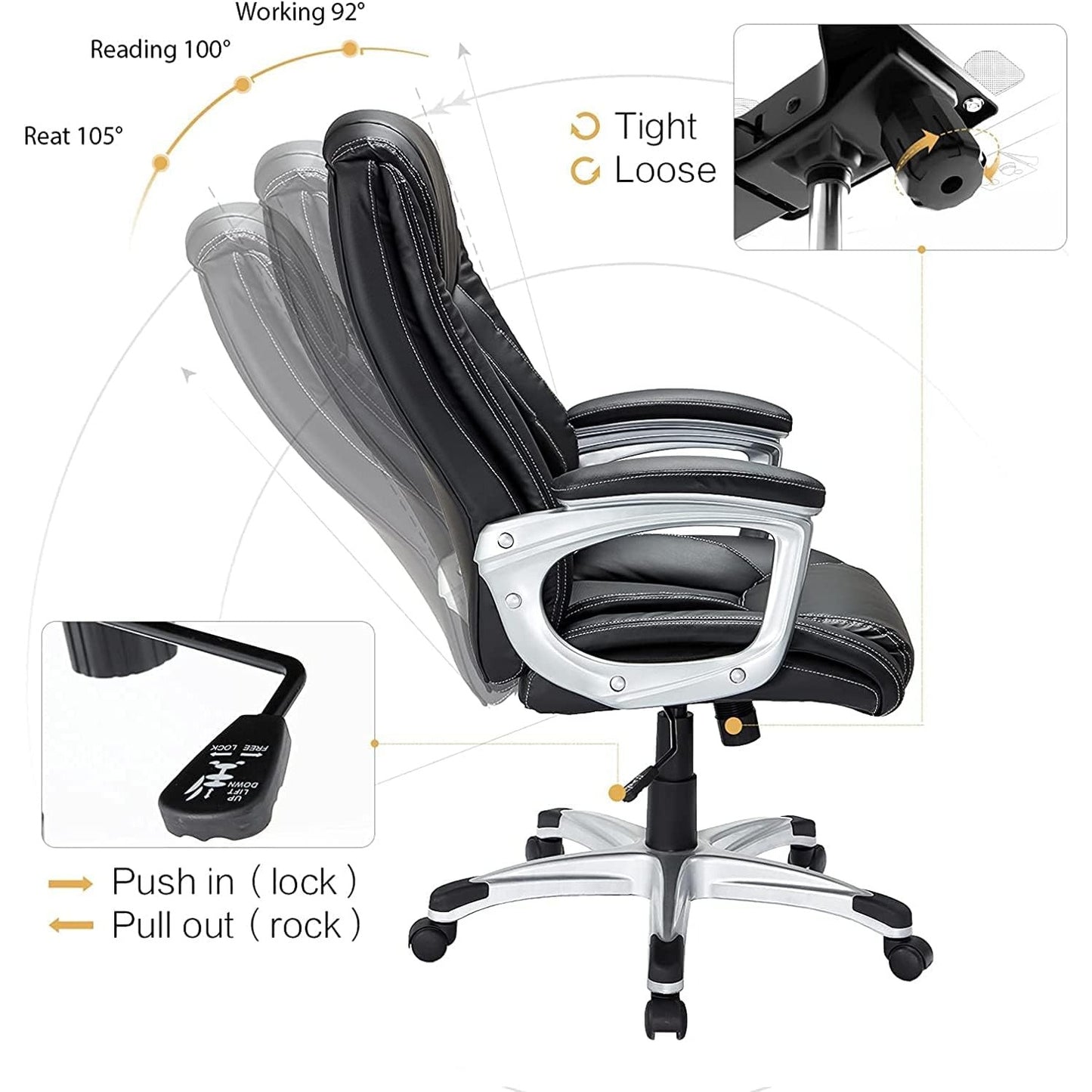 YODOLLA Leather Office Chair Ergonomic with High Back
