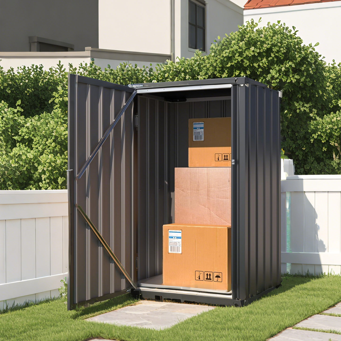 YODOLLA 144 x 76 x 55 cm Garden Cabinet with Adjustable Shelves & Double Doors