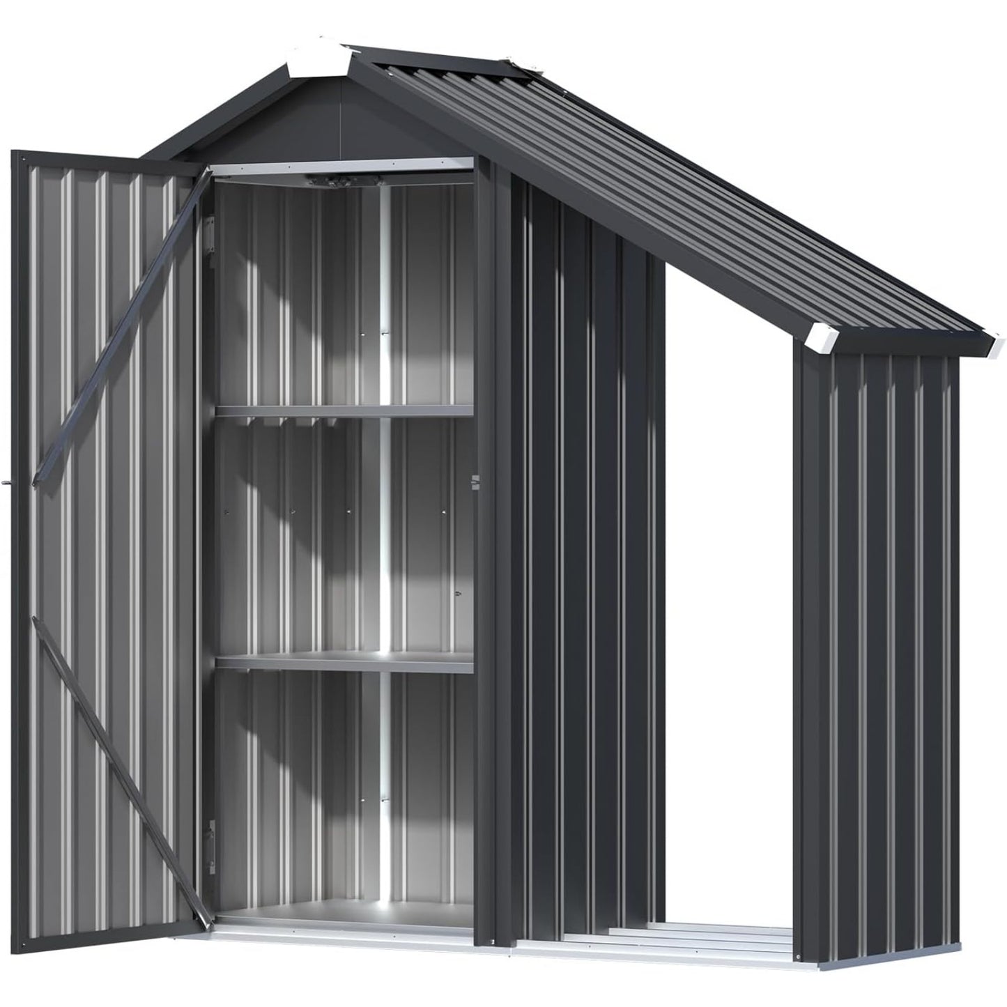 YODOLLA Outdoor Tall Garden Storage Box with Double Door, Grey