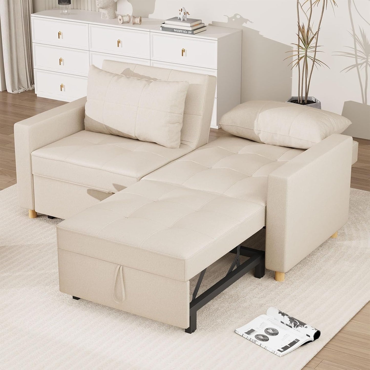 YODOLLA Sofa Bed Sleeper Pull Out Convertible, 2-Seater 3-in-1 Sofa Couch Beds