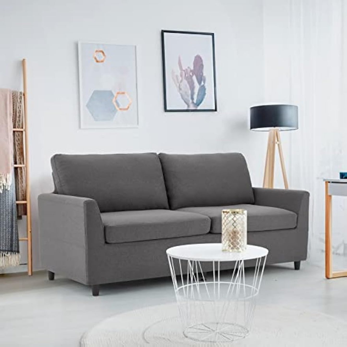 YODOLLA 3 Seater Sofa 192cm with Removable Sofa Covers, Dark Grey