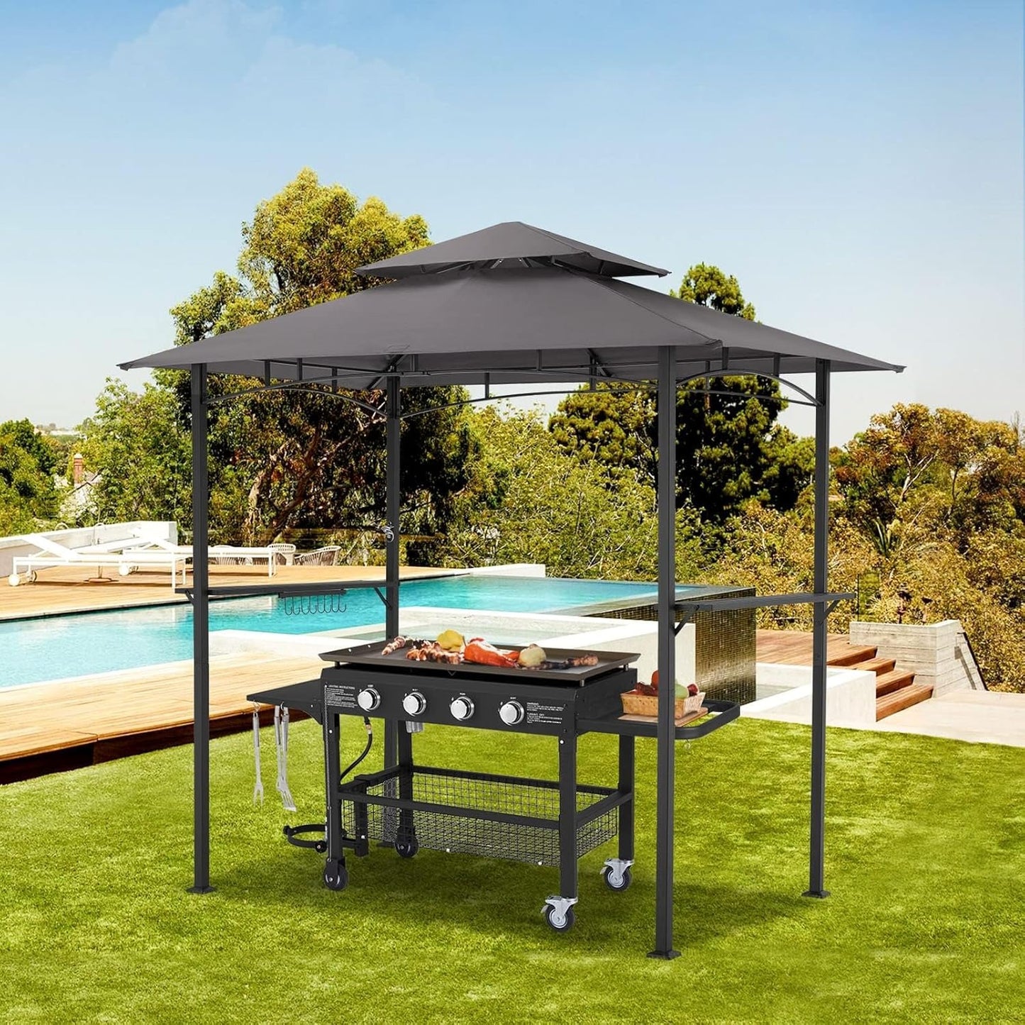YODOLLA 2.5m Double-Tier BBQ Gazebo Grill Canopy