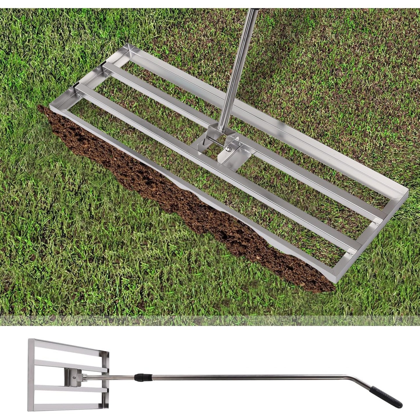 YODOLLA Lawn Leveling Rake, Stainless Steel Lawn Leveller Heavy Duty