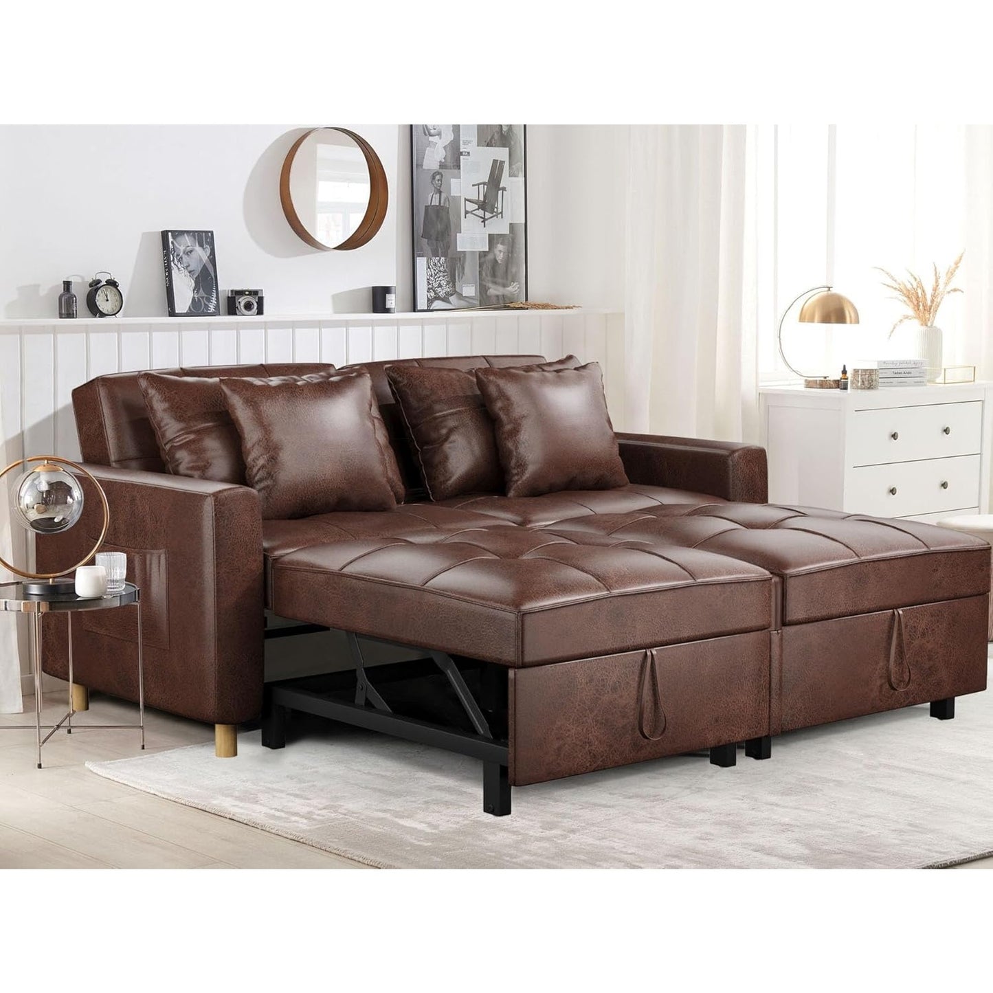 YODOLLA Sofa Bed Sleeper Pull Out Convertible, 2-Seater 3-in-1 Sofa Couch Beds
