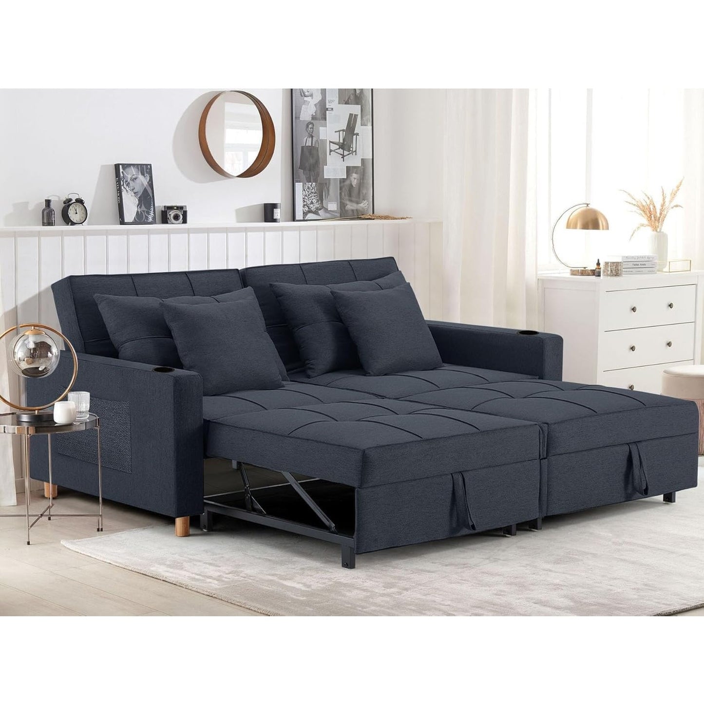 YODOLLA Sofa Bed Sleeper Pull Out Convertible, 2-Seater 3-in-1 Sofa Couch Beds