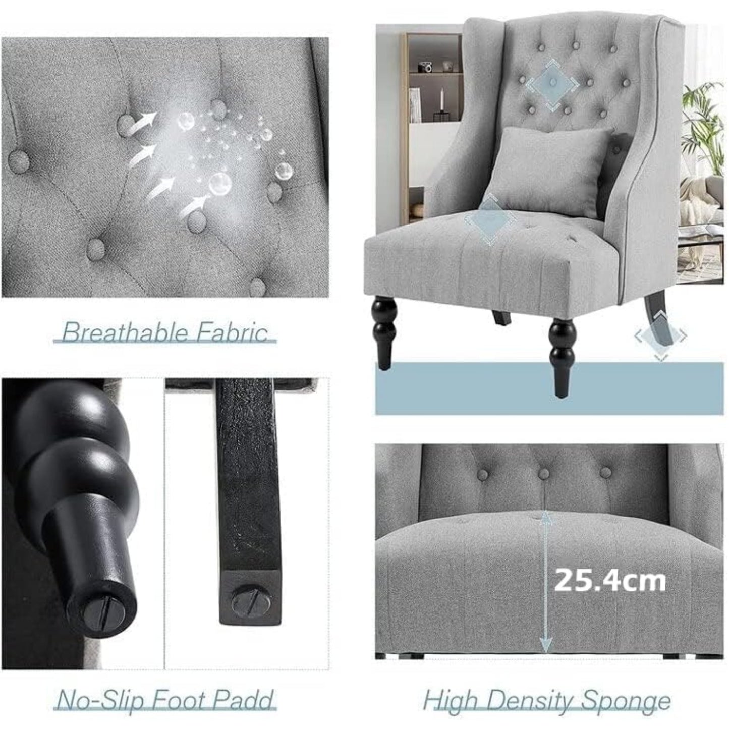 YODOLLA Wingback Armchair, Classic Accent Tub Club Chair