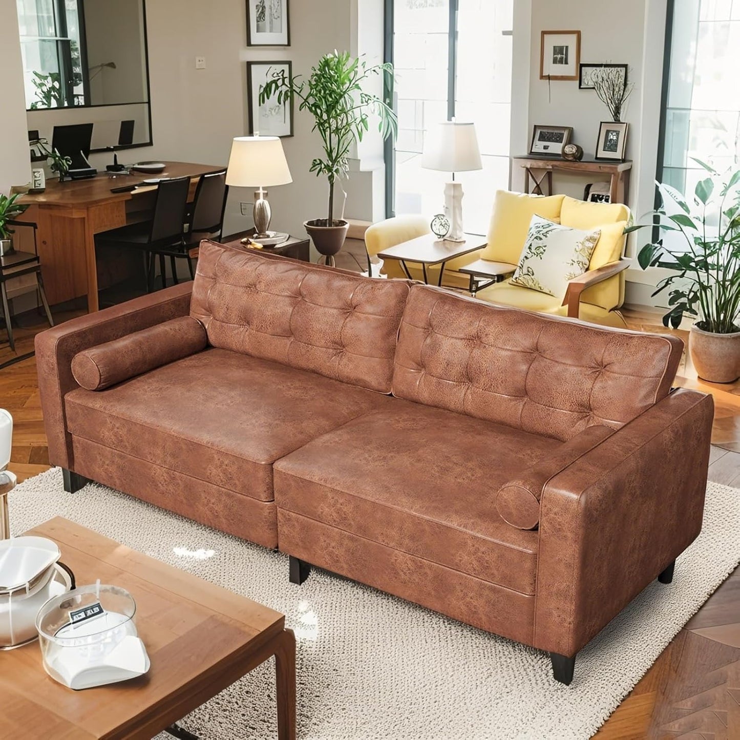 YODOLLA 3 Seater Sofa Large, 214cm Modern Sleeper Sofa Loveseat