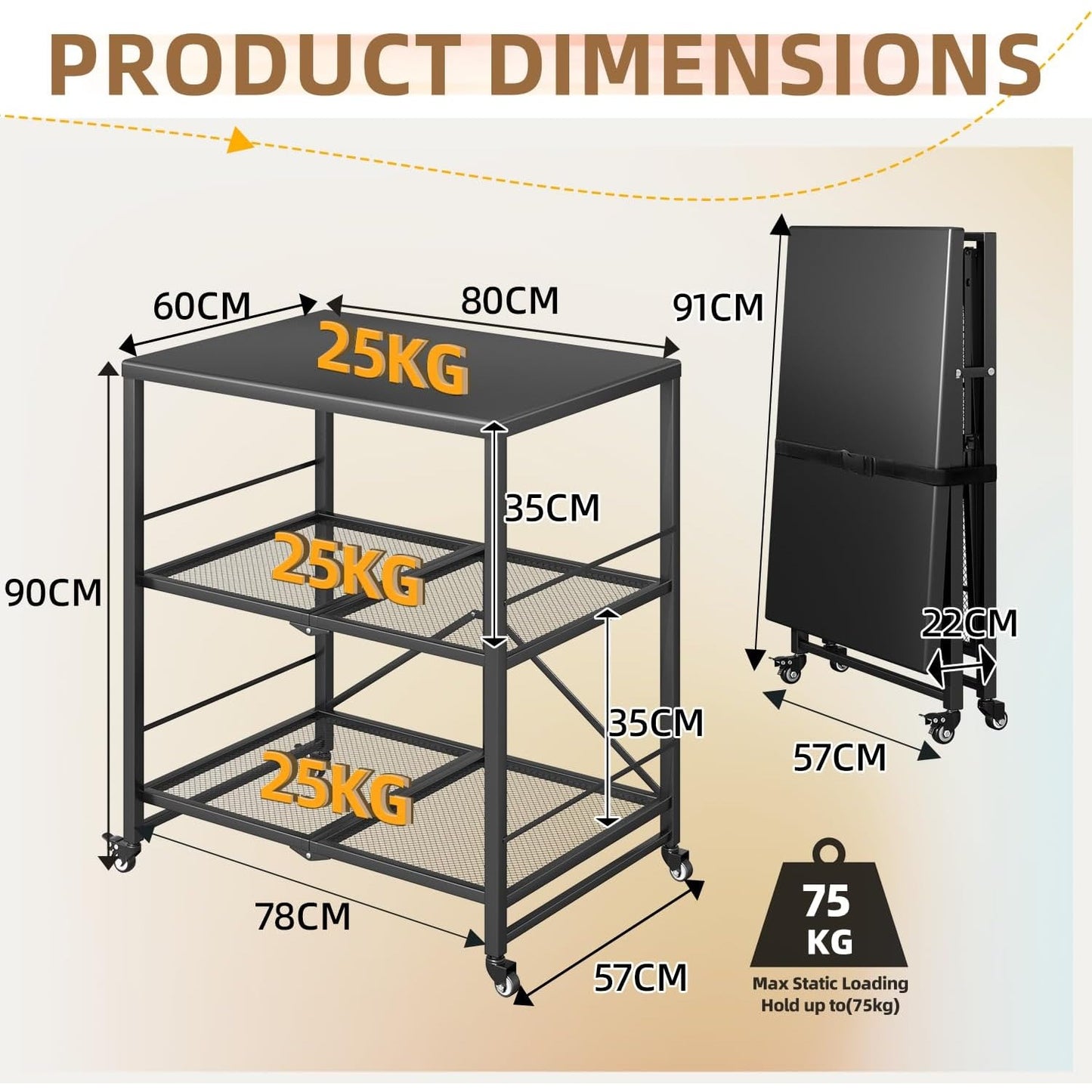 YODOLLA Foldable Stainless Pizza Oven Table,3-Tier Outdoor Grill Cart Trolley on Wheels