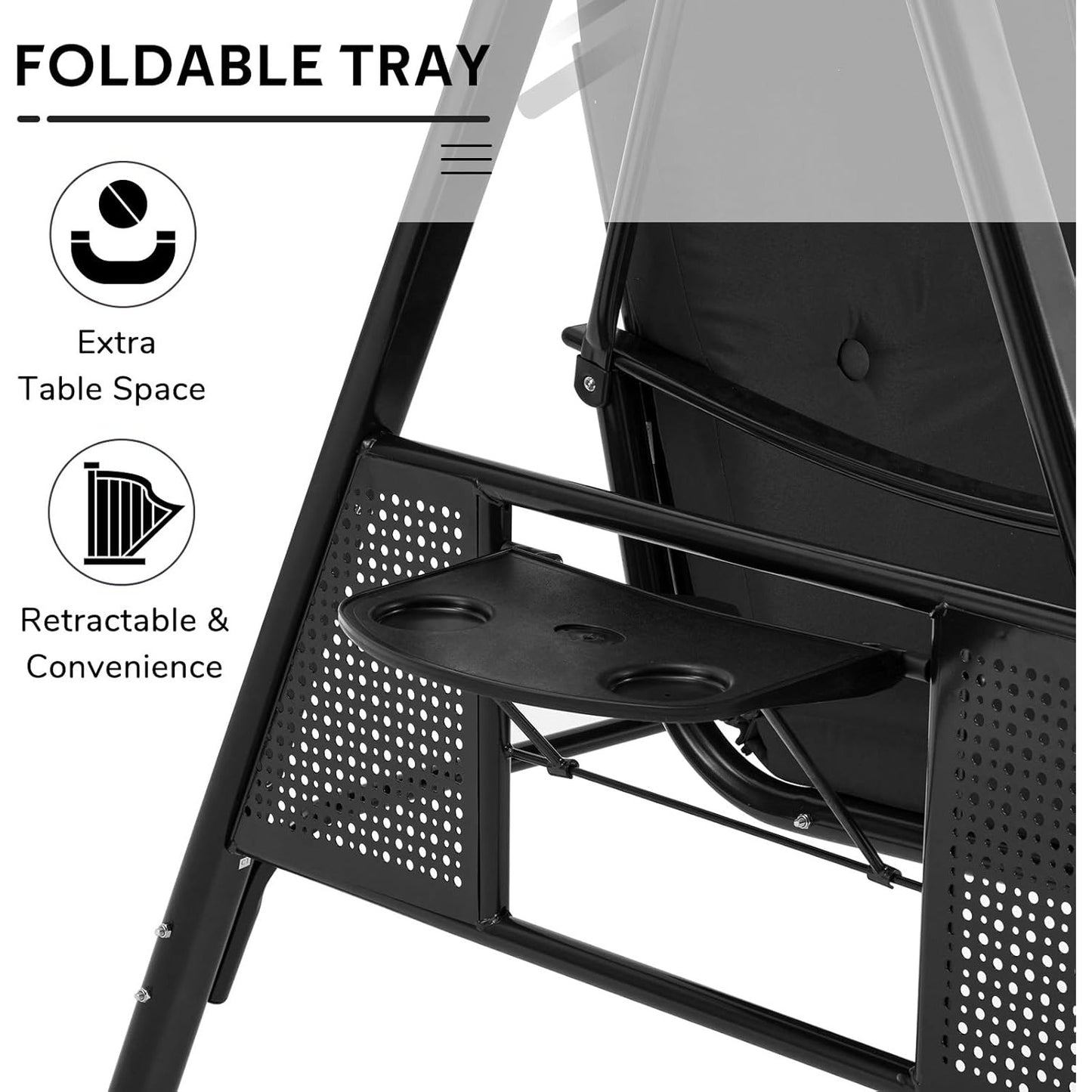 YODOLLA Garden Swing Chair, Swing Chairs Thick Padded Seat with Adjustable Tilting Canopy