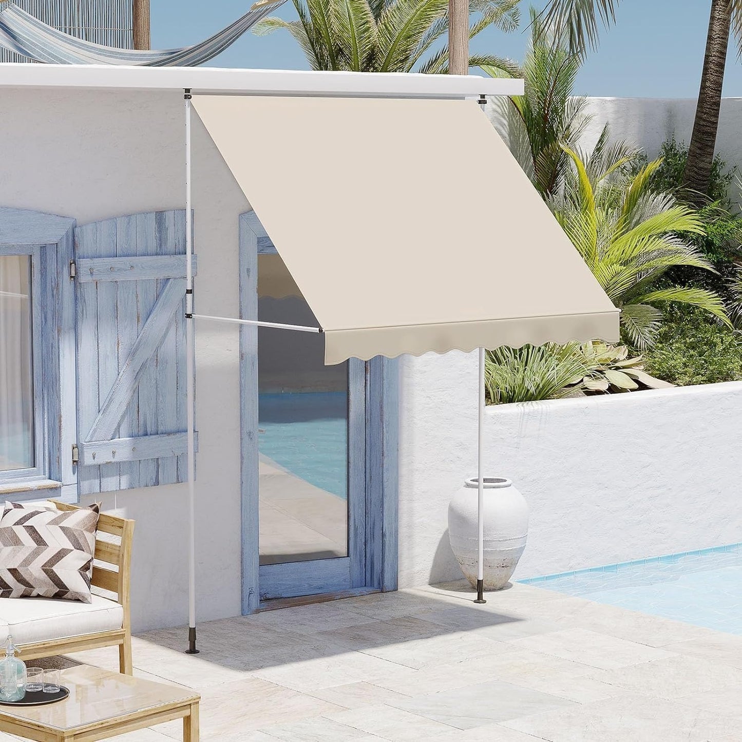 YODOLLA DIY Free Standing Awning, Garden Awnings with Hand Crank