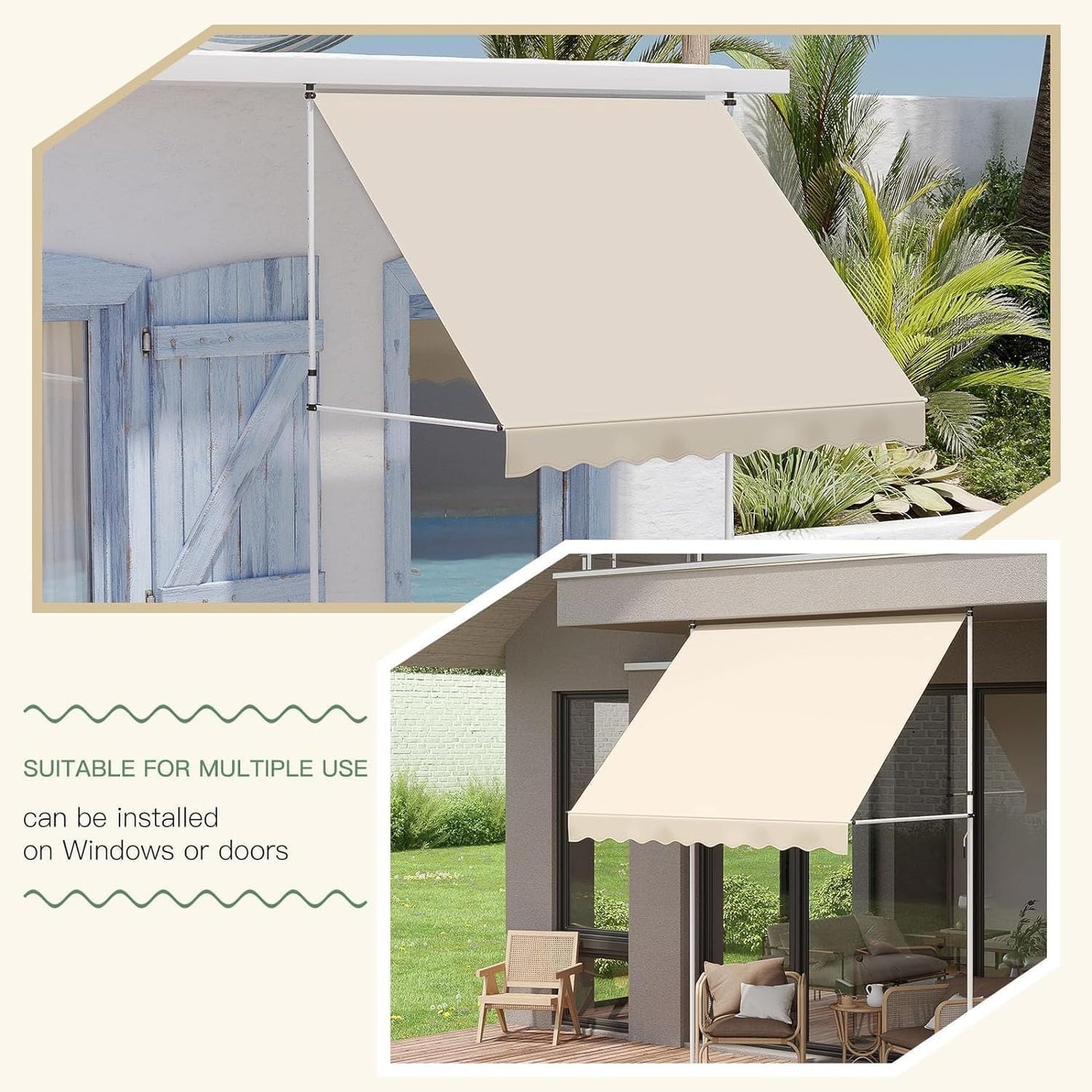 YODOLLA DIY Free Standing Awning, Garden Awnings with Hand Crank