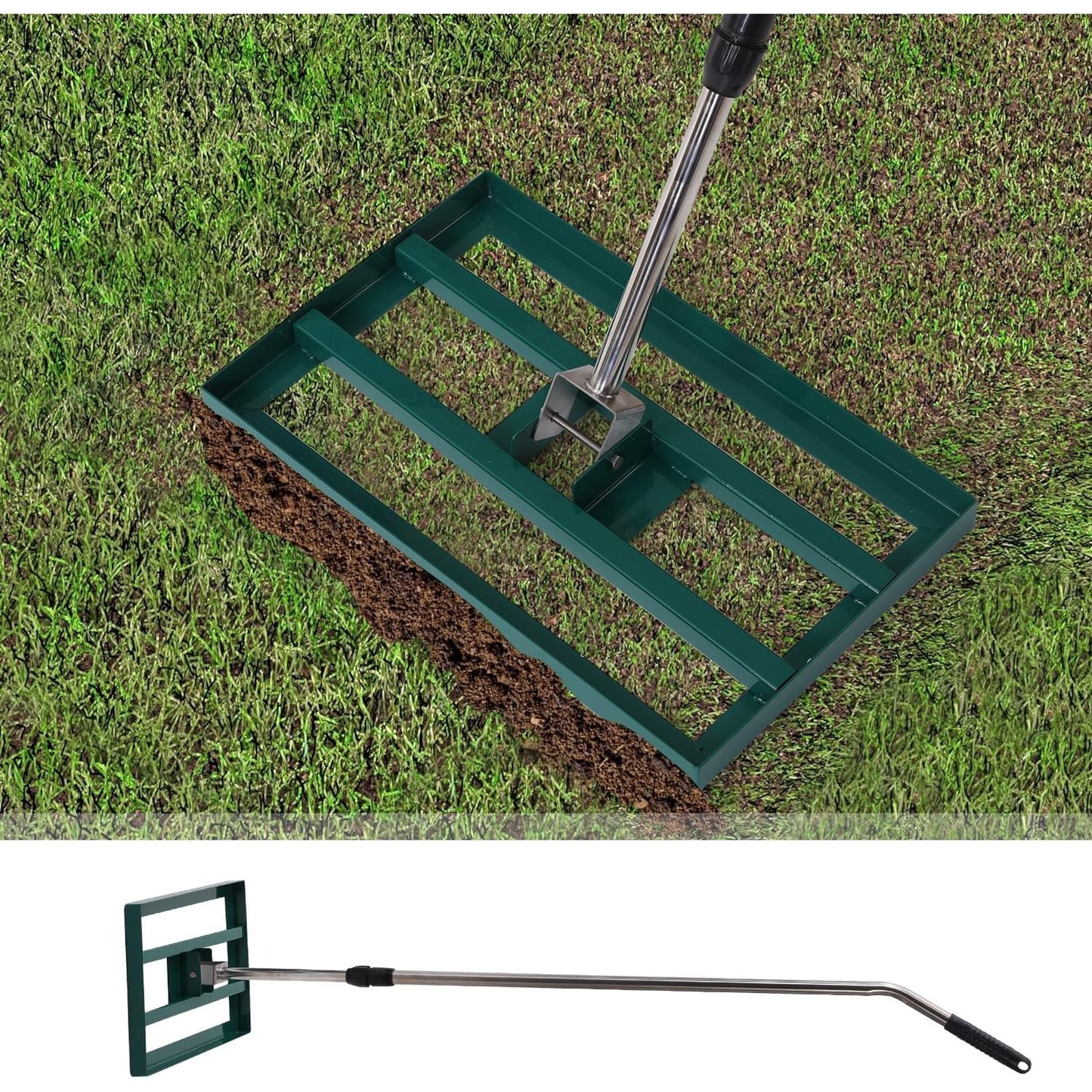 YODOLLA Lawn Leveling Rake, Stainless Steel Lawn Leveller Heavy Duty