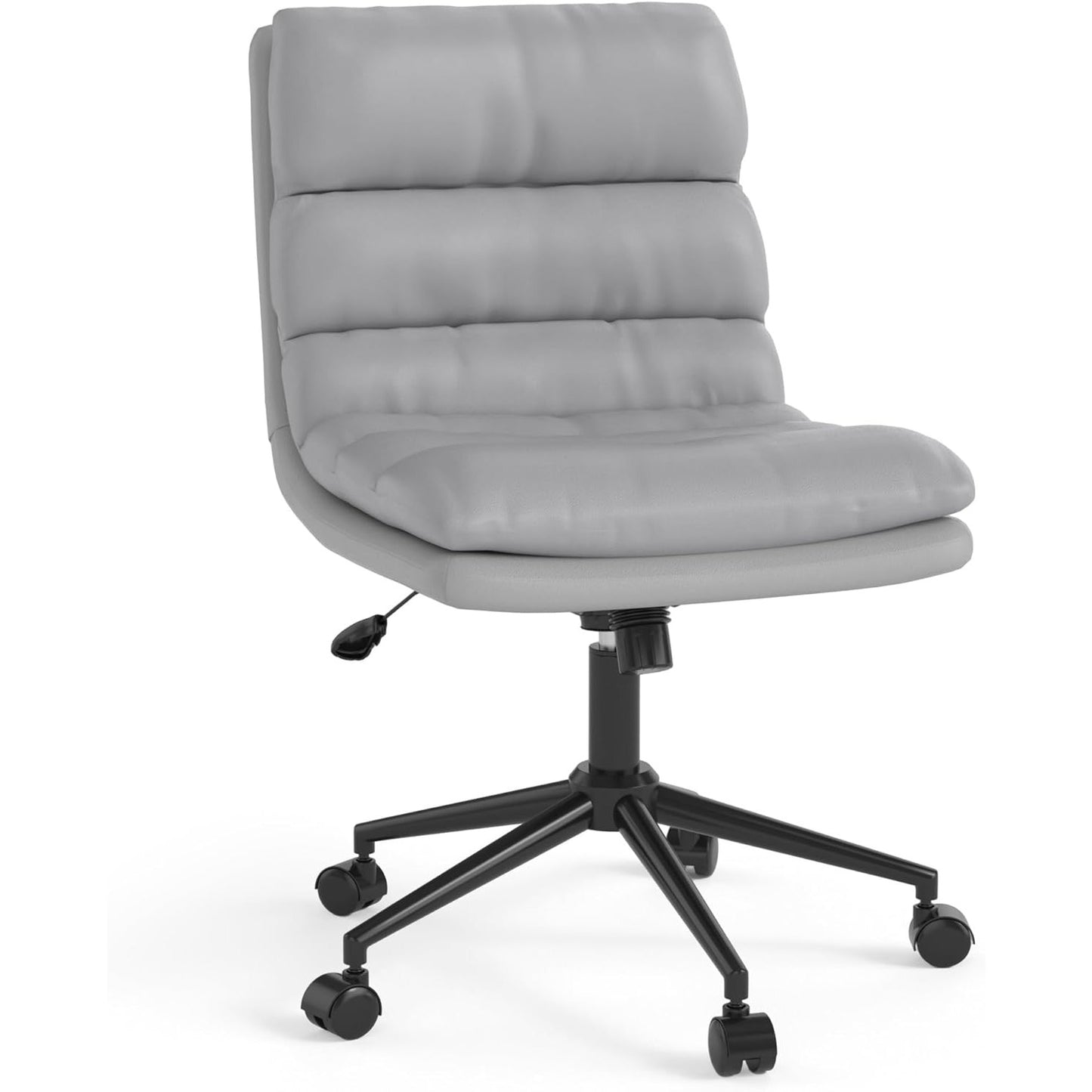 YODOLLA Armless Office Chair Wide Seat, Height Adjustable Computer Swivel Vanity Chairs