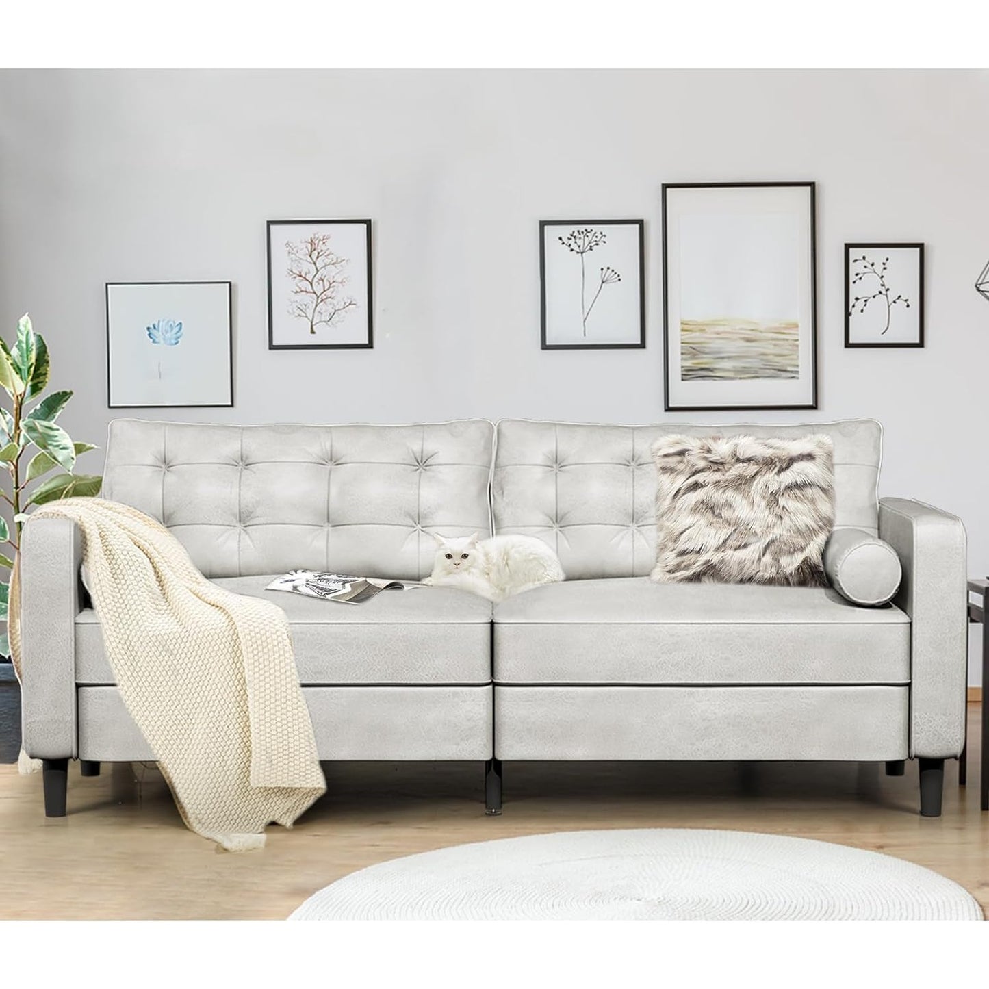 YODOLLA 3 Seater Sofa Large, 214cm Modern Sleeper Sofa Loveseat