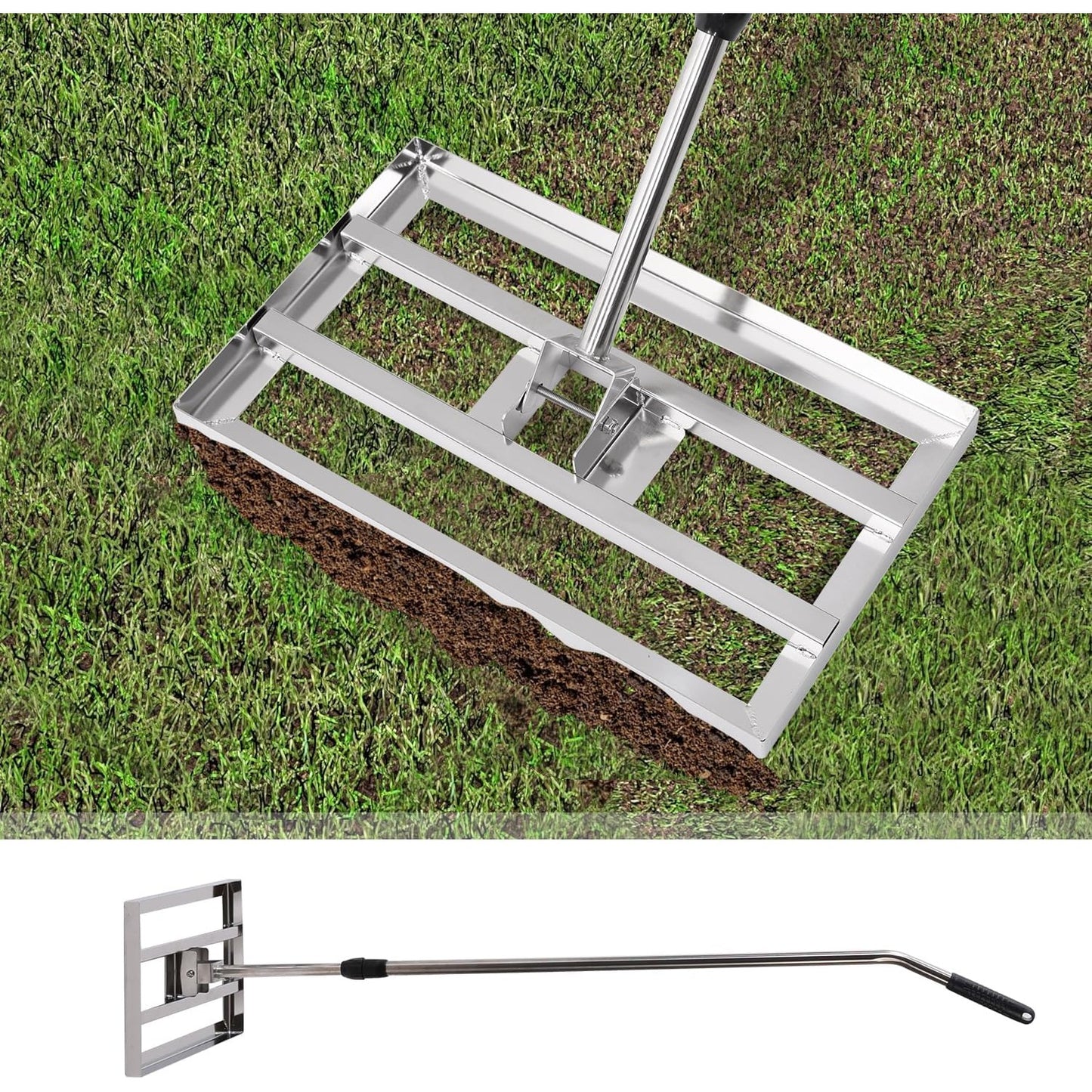 YODOLLA Lawn Leveling Rake, Stainless Steel Lawn Leveller Heavy Duty
