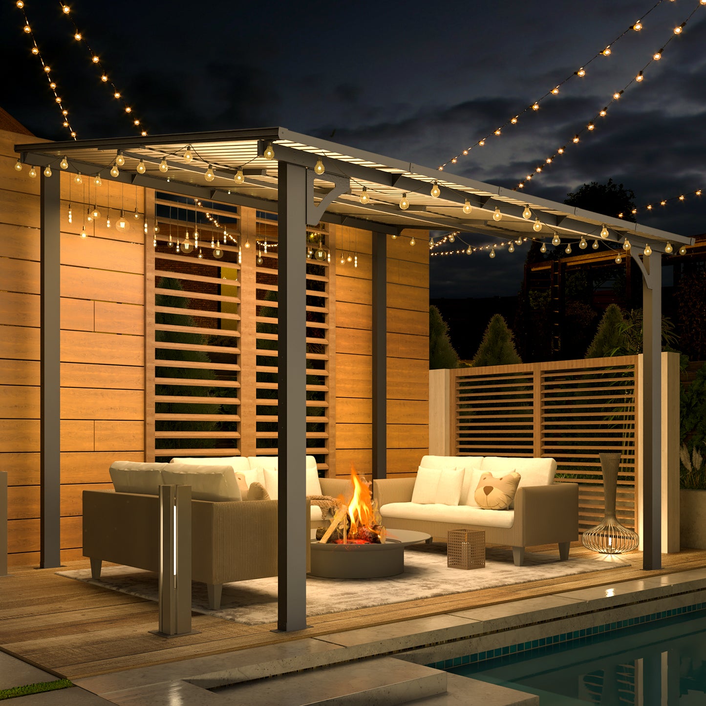YODOLLA 2.4m x 3m Wall-Mounted Aluminium Awning Gazebo, Lean to Pergola