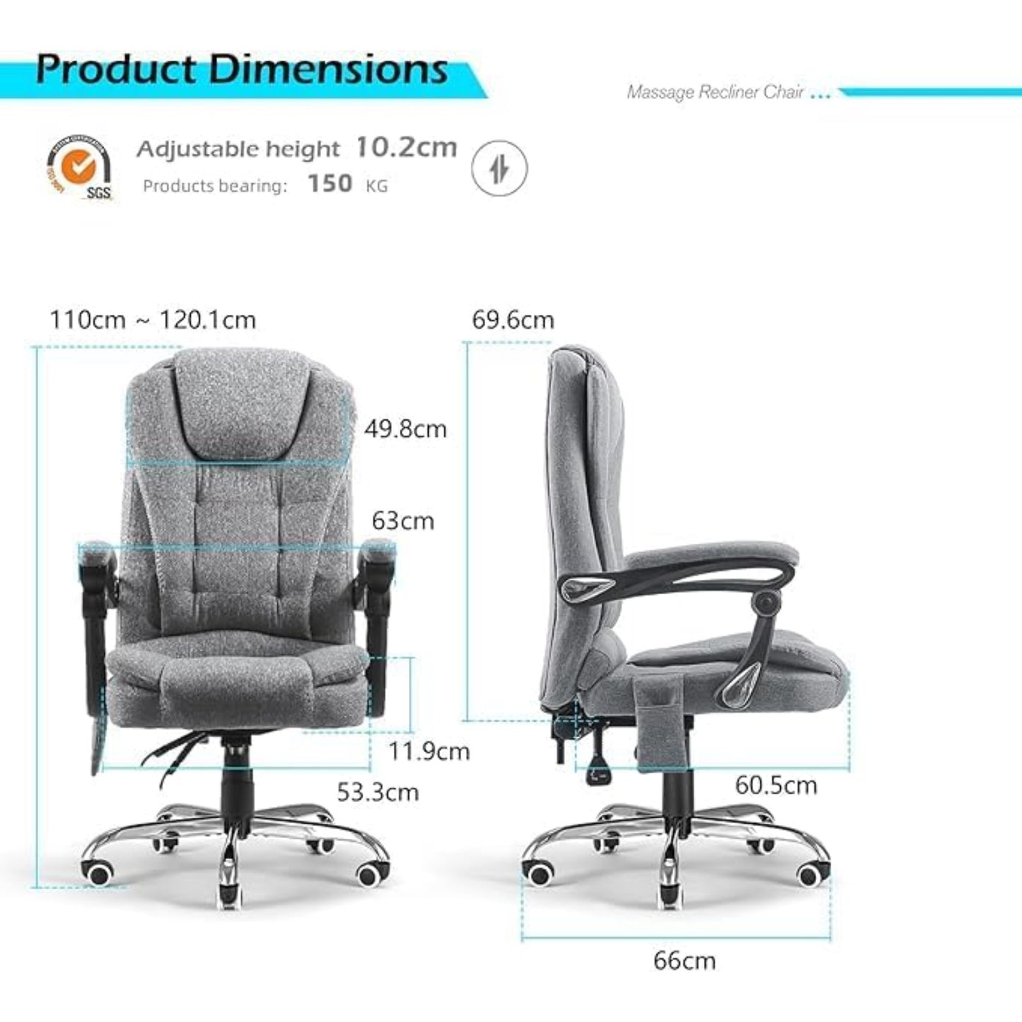 YODOLLA High Back Office Chair Heated Massage, Executive Desk Chairs with 7-Point Vibration