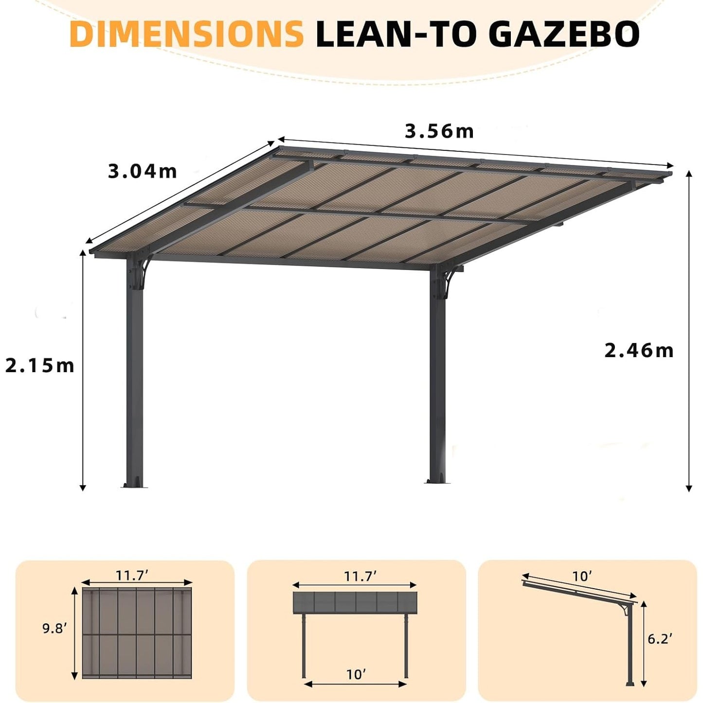YODOLLA Metal Hardtop Gazebo, Waterproof Aluminium Pergola, Freestanding BBQ Shelter & Carport