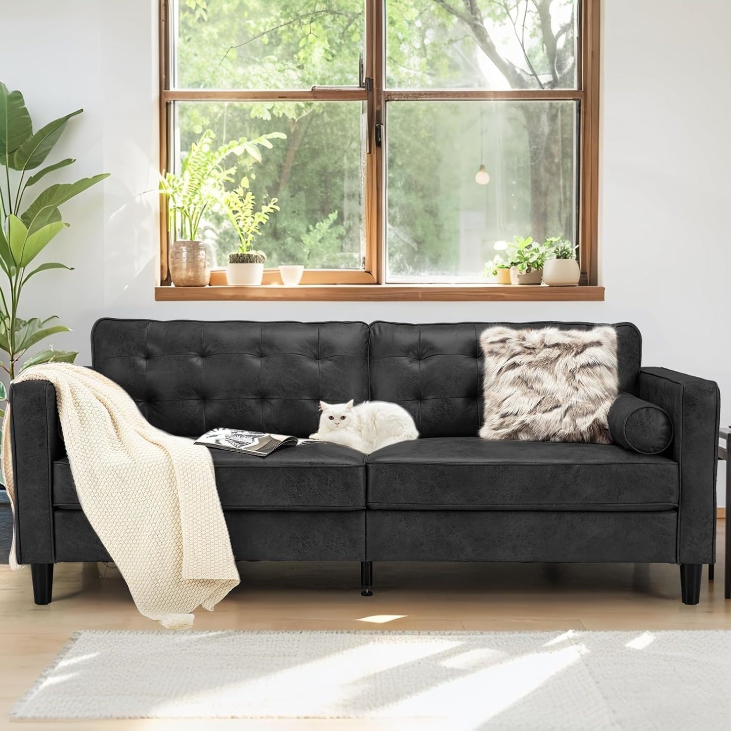 YODOLLA 3 Seater Sofa Large, 214cm Modern Sleeper Sofa Loveseat