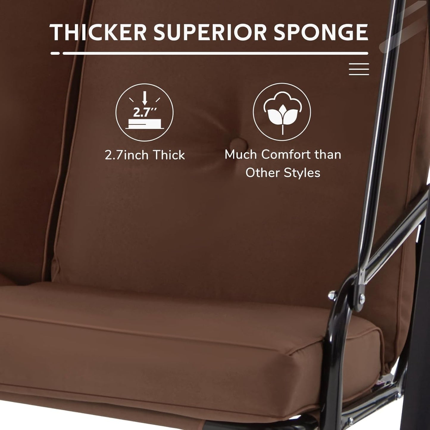 YODOLLA Garden Swing Chair, Swing Chairs Thick Padded Seat with Adjustable Tilting Canopy