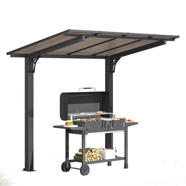 YODOLLA 2.4x1.5m Freestanding Hardtop Lean to Gazebo Pergola for Patio