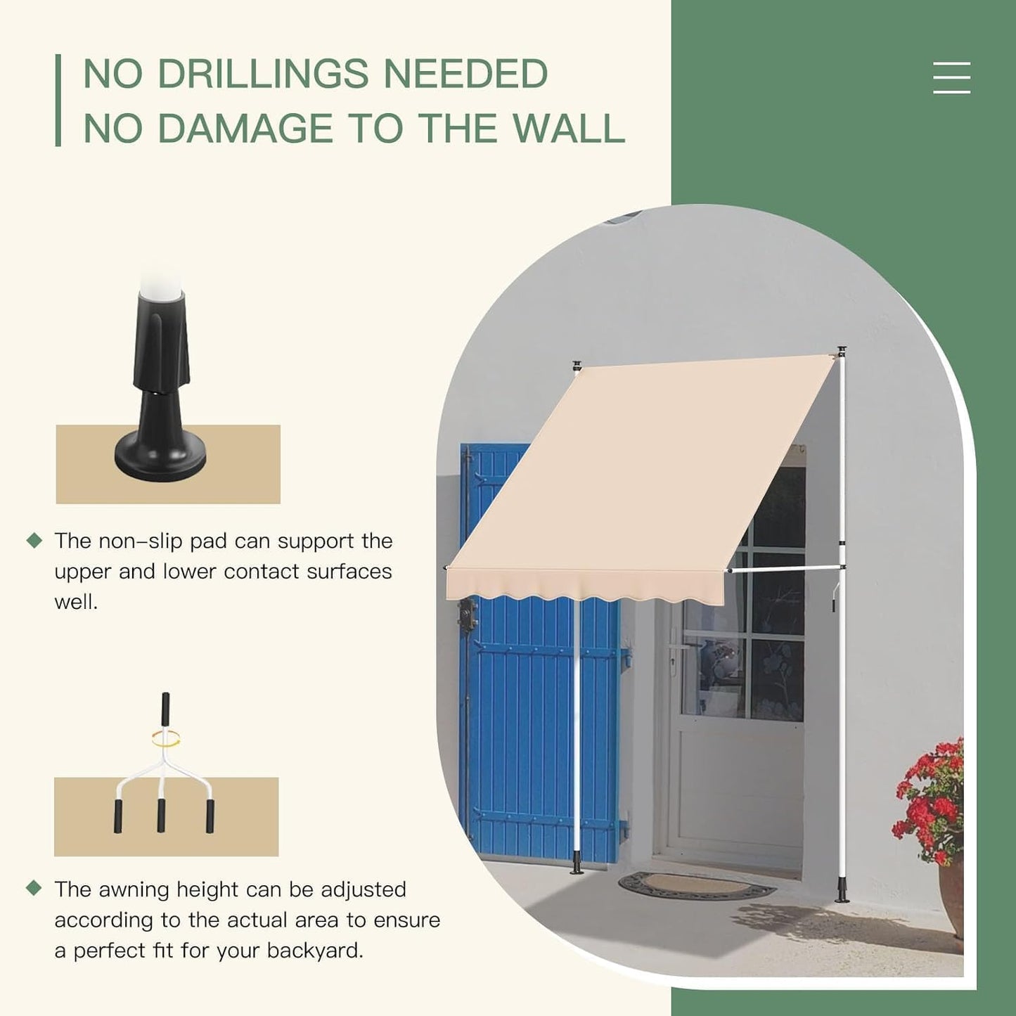 YODOLLA DIY Free Standing Awning, Garden Awnings with Hand Crank
