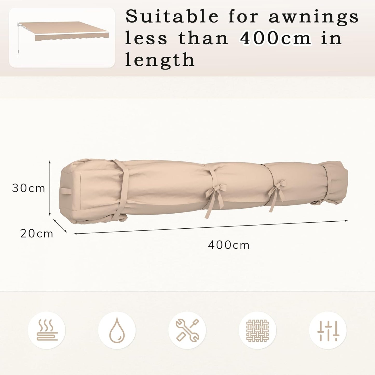 YODOLLA Retractable Awning Cover All-Weather Protective Storage Bag, Beige