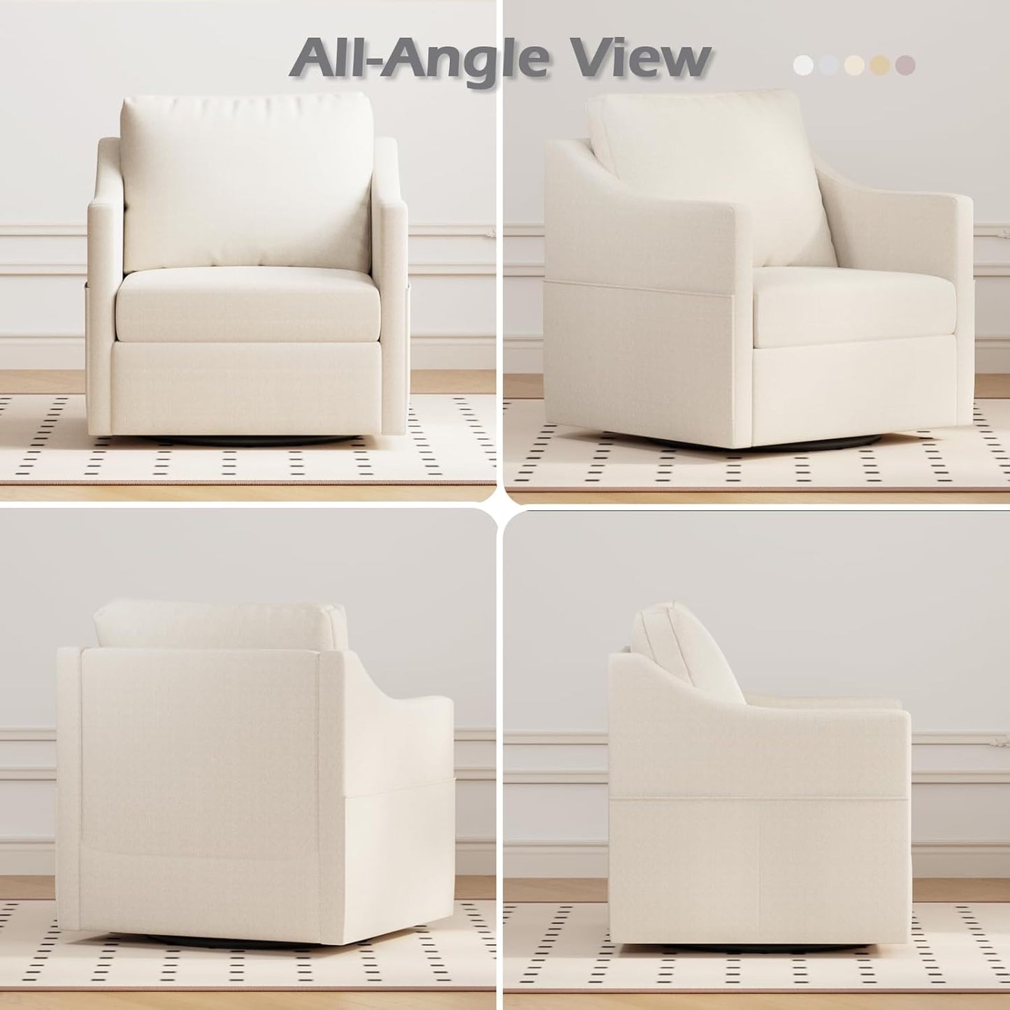 YODOLLA Swivel Armchair Cuddle Sofa Chair Fabric Snuggle Rocker Chairs