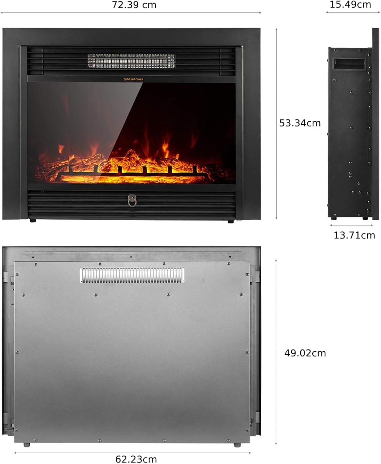 YODOLLA Electric Fireplace, Recessed Wall Mounted with Remote Control