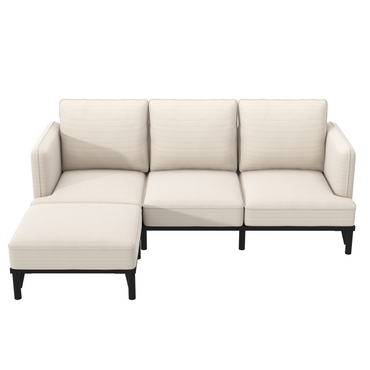 YODOLLA L-Shaped 3-Seater Sofa 191cm Fabric Sofa with Chaise Ottoman