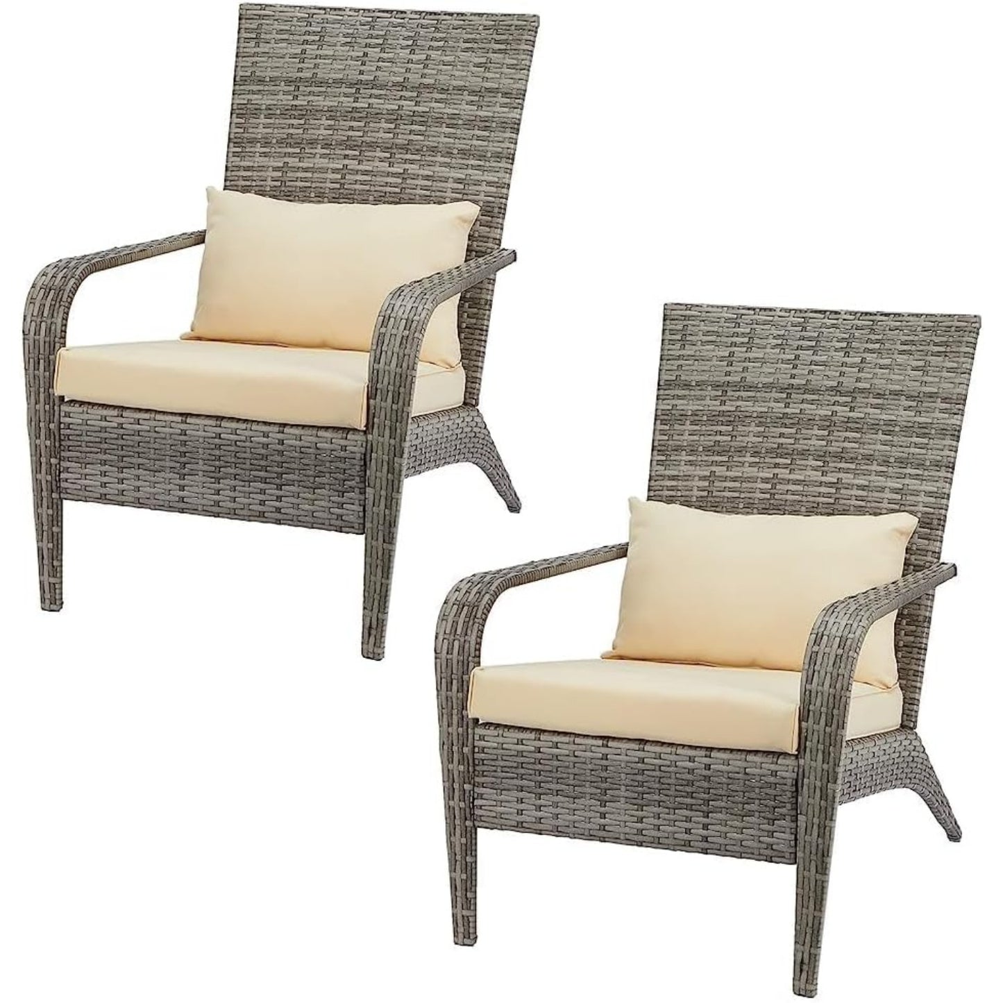YODOLLA Adirondack PE Rattan Garden Chair, Outdoor Armchair Wicker Lounge Chairs