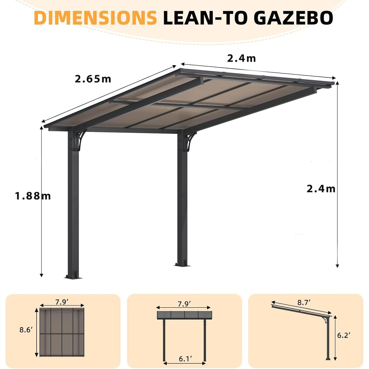 YODOLLA Metal Hardtop Gazebo, Waterproof Aluminium Pergola, Freestanding BBQ Shelter & Carport