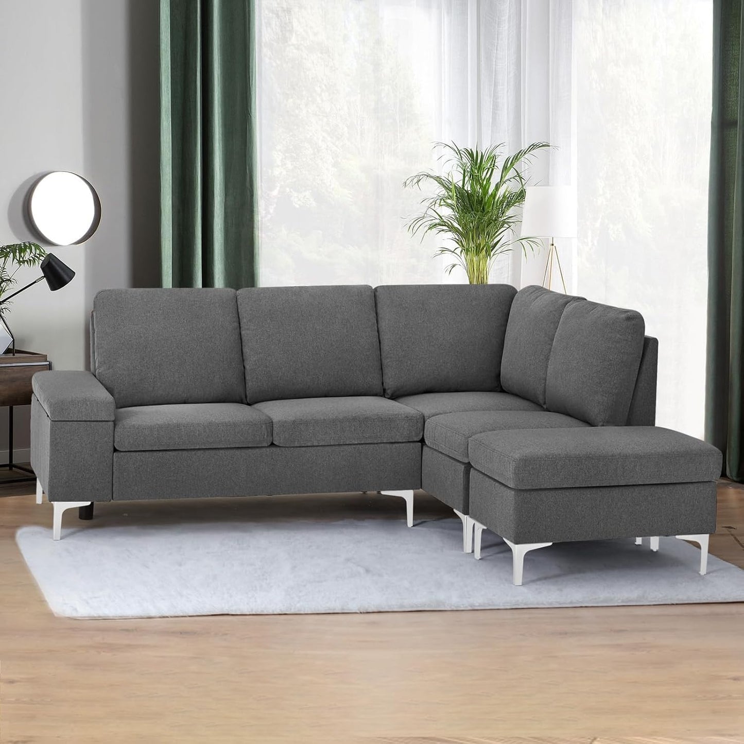 YODOLLA Corner Sofa with Storage, 217cm L Shaped 4 Seater Corner Sofa Couch