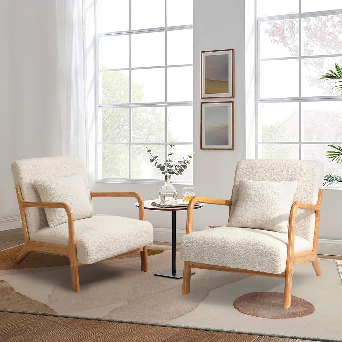 YODOLLA Mid-century Armchair, Tub Chair with Wood Frame