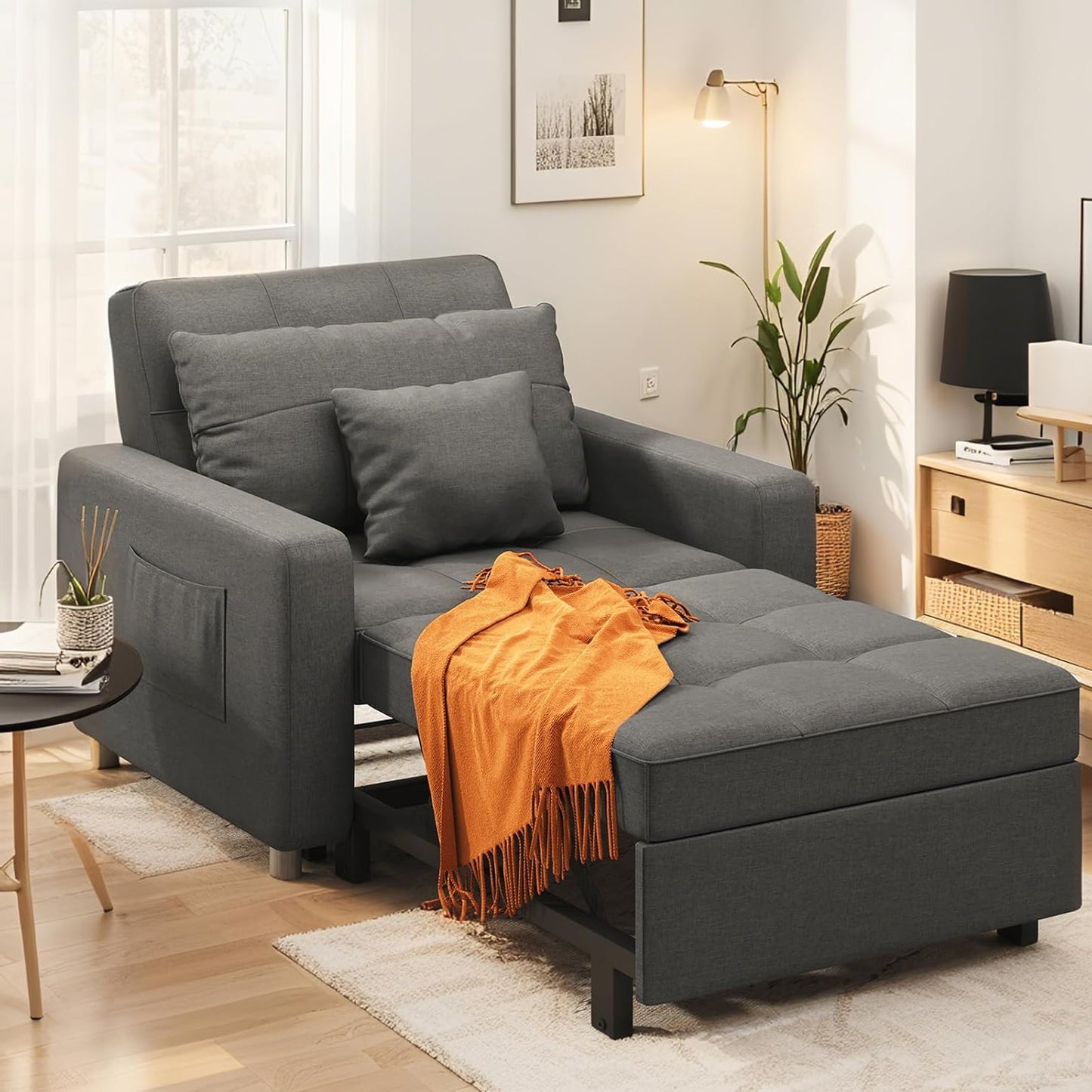 YODOLLA 3-in-1 Sleeper Sofa Bed, 192cm Convertible Single Sofa, Adjustable Armchair