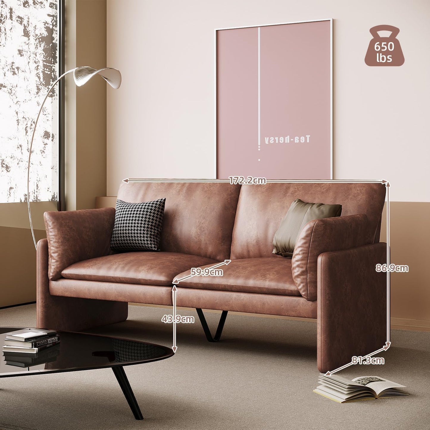 YODOLLA 172cm Sofa Couch, 2-3 Seater Modern Couch with Thicken Cushions