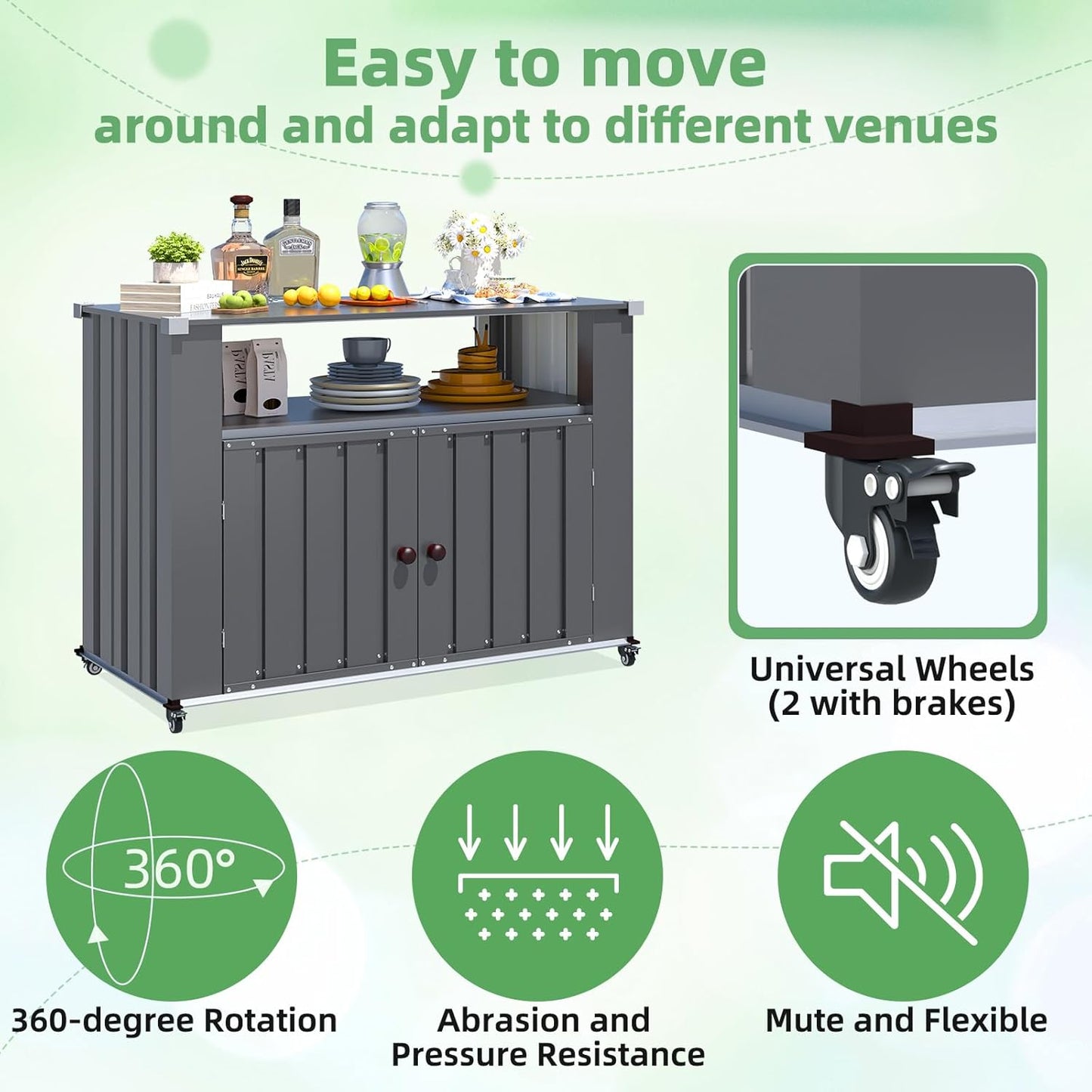 YODOLLA Metal Storage Cabinet with Wheels