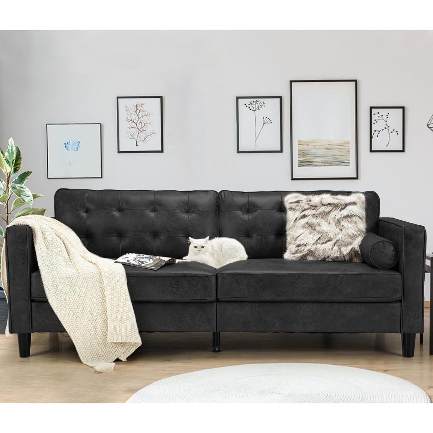 YODOLLA 3 Seater Sofa Large, 214cm Modern Sleeper Sofa Loveseat