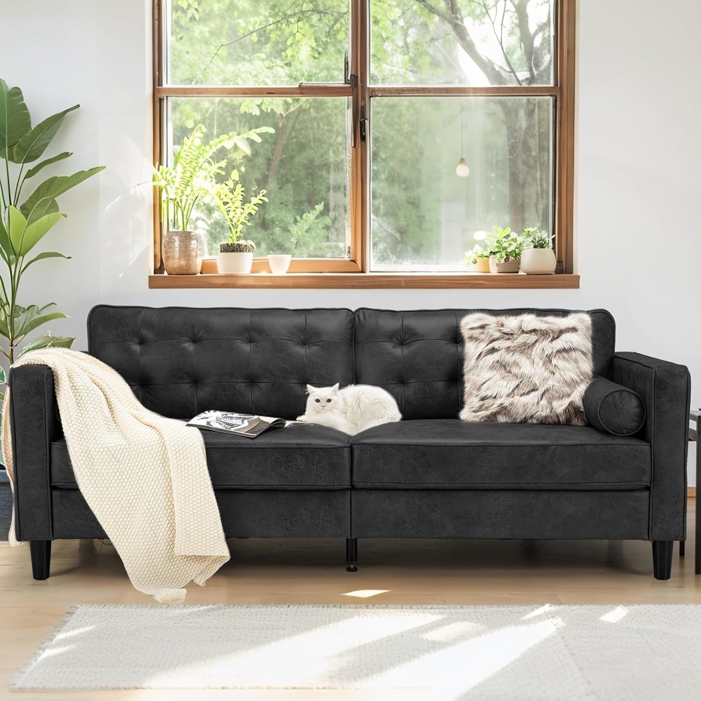 YODOLLA 3 Seater Sofa Large, 214cm Modern Sleeper Sofa Loveseat