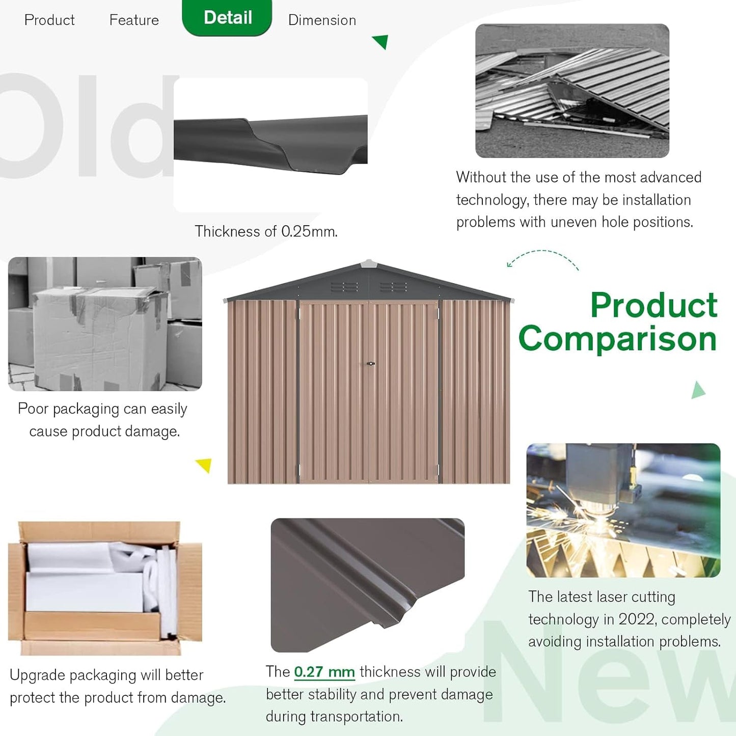YODOLLA 6x8ft Outdoor Storage Shed