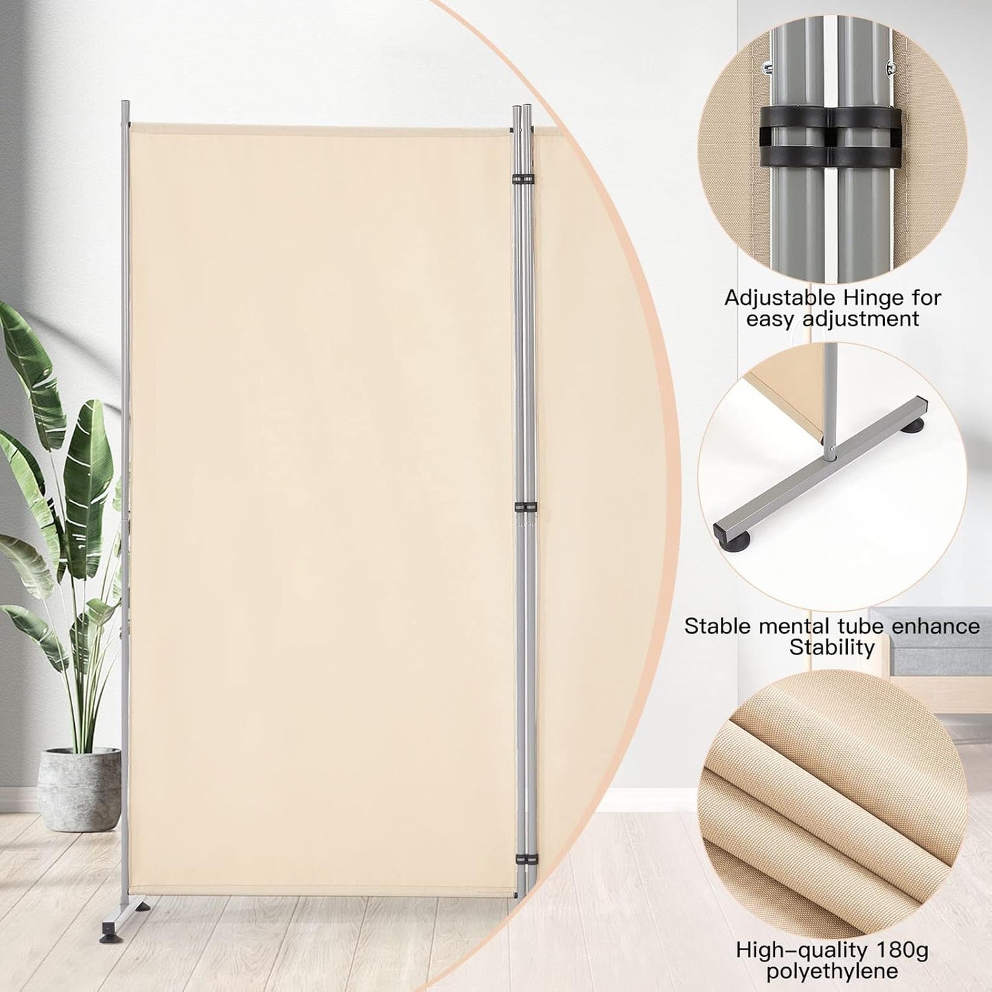 YODOLLA 260CM 3-Panel Room Divider, Wall Divider Movable Partition