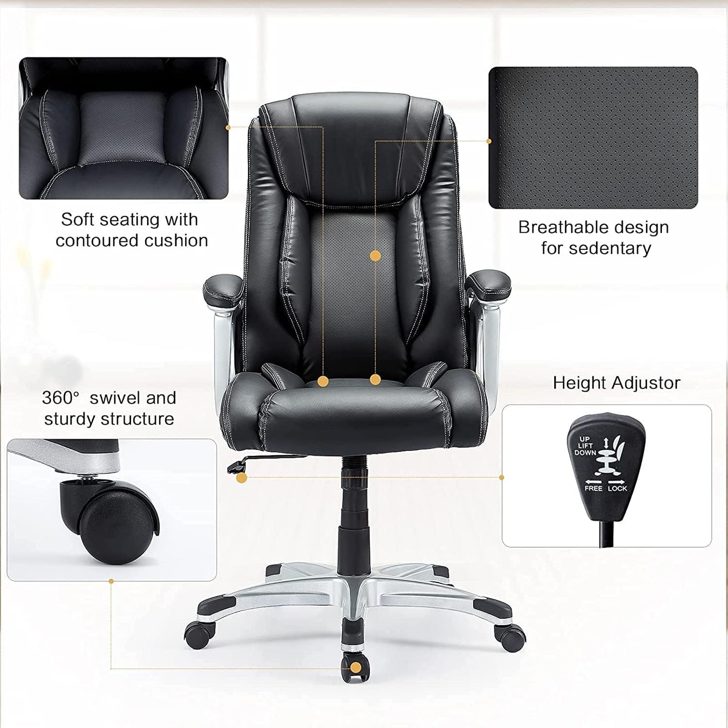 YODOLLA Leather Office Chair Ergonomic with High Back