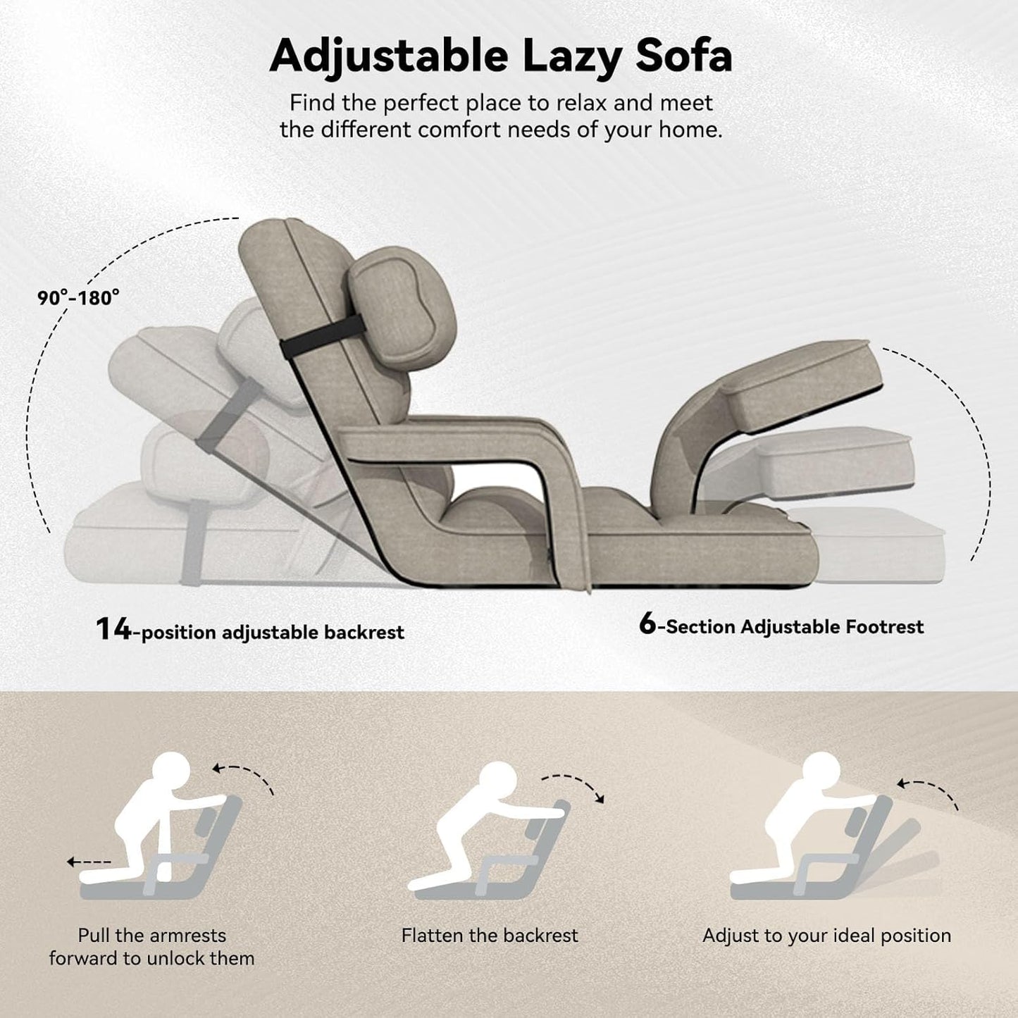 YODOLLA Folding Floor Chair, Small Sofa with Back Support