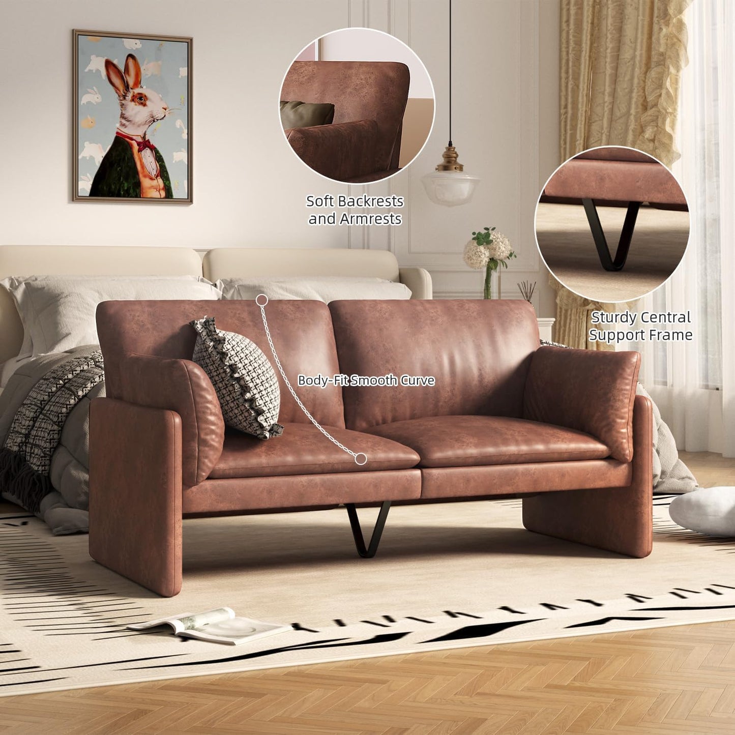 YODOLLA 172cm Sofa Couch, 2-3 Seater Modern Couch with Thicken Cushions
