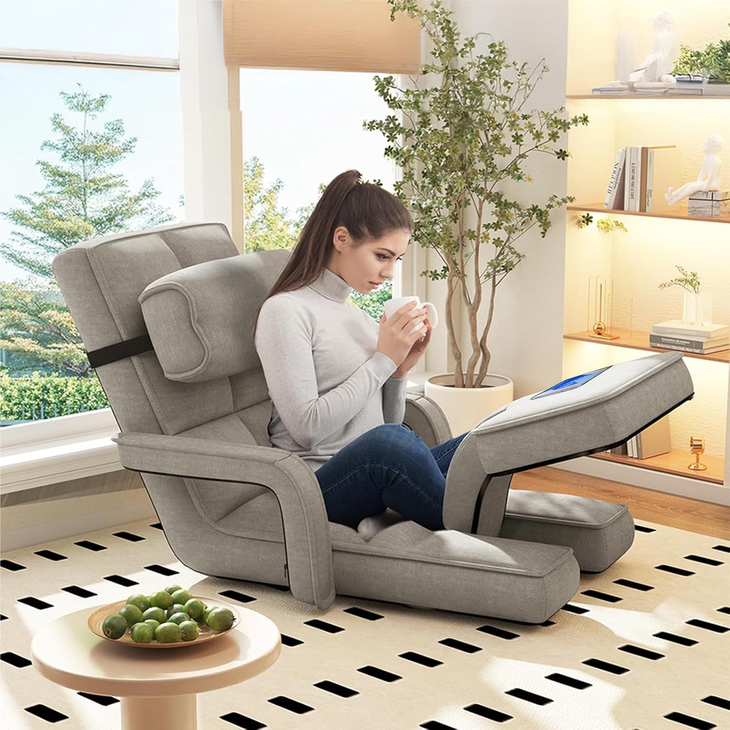 YODOLLA Folding Floor Chair, Small Sofa with Back Support