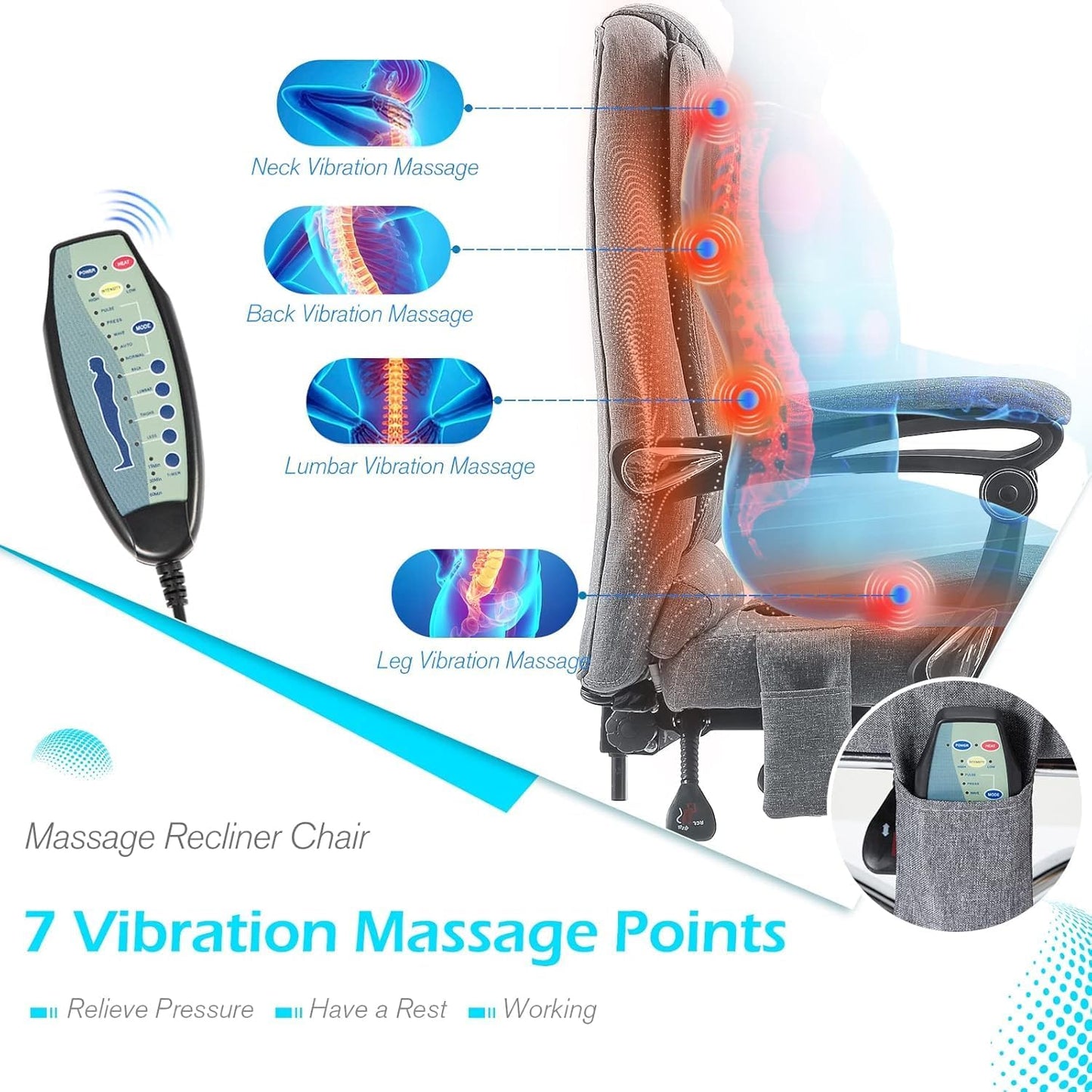 YODOLLA High Back Office Chair Heated Massage, Executive Desk Chairs with 7-Point Vibration