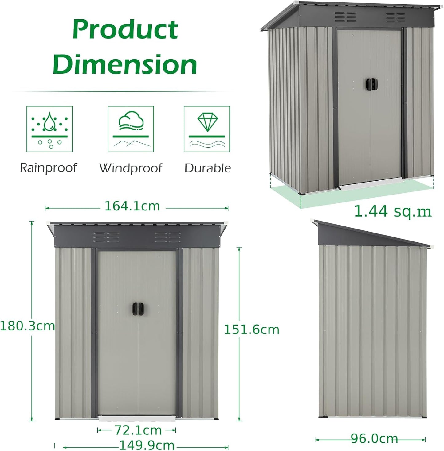 YODOLLA Outdoor Storage Shed, Bike Tool Garden Metal Sheds with Sliding Door