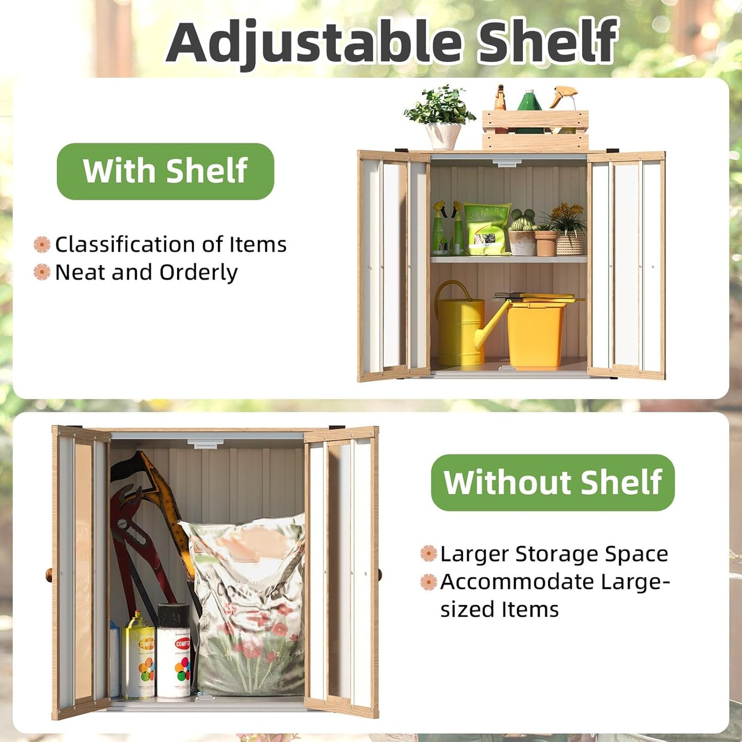 YODOLLA Garden Storage Box Shed Small, Metal Cabinet Cupboard